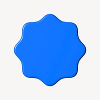 3D blue starburst badge, geometric shape