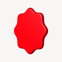 3D red starburst badge, geometric clipart psd