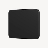 3D black rectangle shape, geometric clipart psd