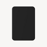 3D black rectangle shape, geometric clipart psd