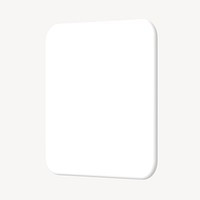 3D white square badge, geometric clipart psd