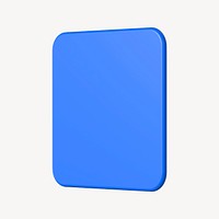 3D blue square badge, geometric clipart psd