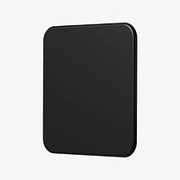 3D black square badge, geometric shape
