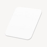 3D white square badge, geometric clipart psd