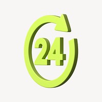 24 hours sign 3D collage element psd