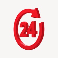 3D red 24hr sign, customer support