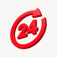 3D red 24hr sign, customer support