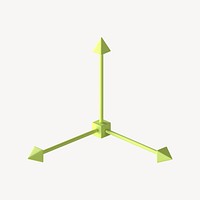 Green 3D arrow axis, collage element psd