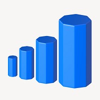 Blue 3D bar graph, business clipart