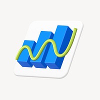 Positive graph 3D icon, business illustration 