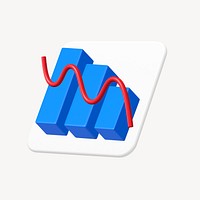 Declining graph 3D icon, business illustration 