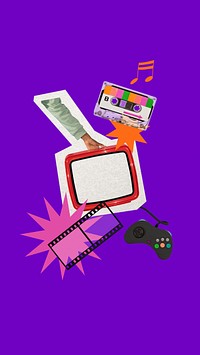 Retro video game iPhone wallpaper, entertainment remix