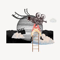 Movie director on ladder, entertainment remix