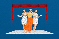 Three Graces women dancing on stage, remixed from artworks by Raphael