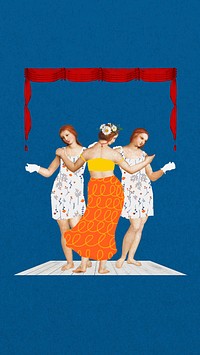 Three Graces iPhone wallpaper, dancing women, remixed from artworks by Raphael