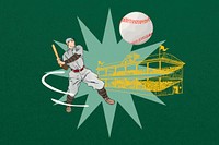 Baseball player swinging bat, sport remix 