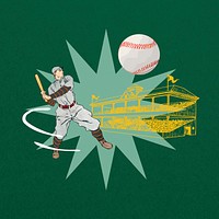 Baseball player swinging bat, sport remix 