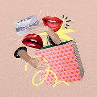 Pink shopaholic with women's lips remix