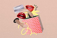 Pink shopaholic with women's lips remix