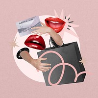 Pink shopaholic with women's lips remix