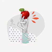 Healthy diet, hand holding apple remix