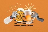 Hands cheering beer classes, celebration remix