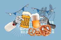 Oktoberfest celebration, hands cheering beer remix