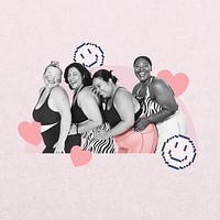 Body positivity, plus-size woman smiling remix