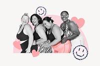 Body positivity, plus-size woman smiling remix