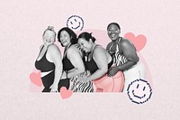 Body positivity, plus-size woman smiling remix