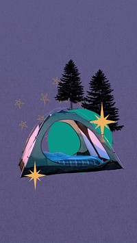 Camping travel phone wallpaper, tent remix