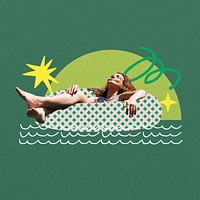 Woman sunbathing, Summer holiday remix
