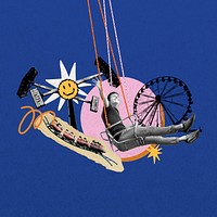 Man on swing, amusement park remix