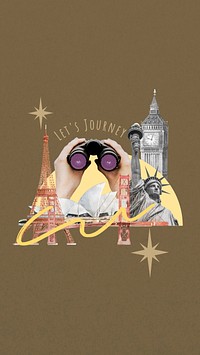 Famous attractions iPhone wallpaper, travel remix
