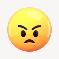 3D angry face emoticon, social media illustration psd