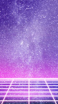 Retro galaxy aesthetic iPhone wallpaper, neon purple background