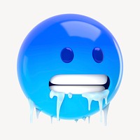 3D cold face emoticon clipart psd