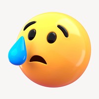 3D cry face emoticon clipart psd