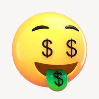 3D money face emoticon clipart psd