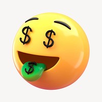 3D money mouth emoticon clipart psd