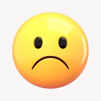 3D frowning face emoticon clipart psd