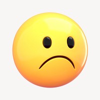 3D frowning face emoticon clipart psd