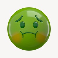 3D nauseated face emoticon clipart psd