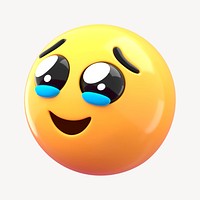 3D holding back tears face emoticon clipart psd