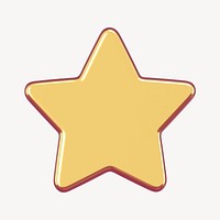 3D yellow star badge clipart psd