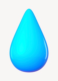 3D blue water drop shape clipart psd