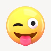 Silly face 3D emoticon clipart psd