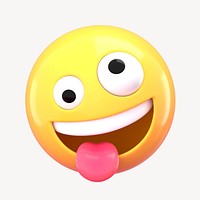 Crazy face 3D emoticon clipart psd