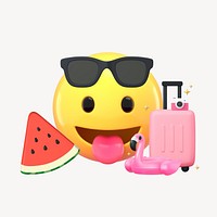 3D Summer trip emoticon illustration