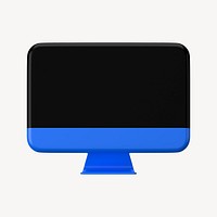 3D computer screen mockup, blue design psd